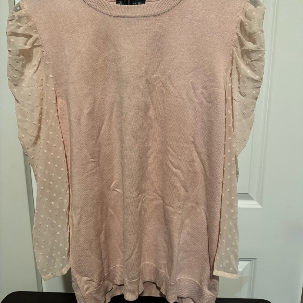 Adrianna Papell Peatl Blush Pink Sheet Ruched Slerve Swester